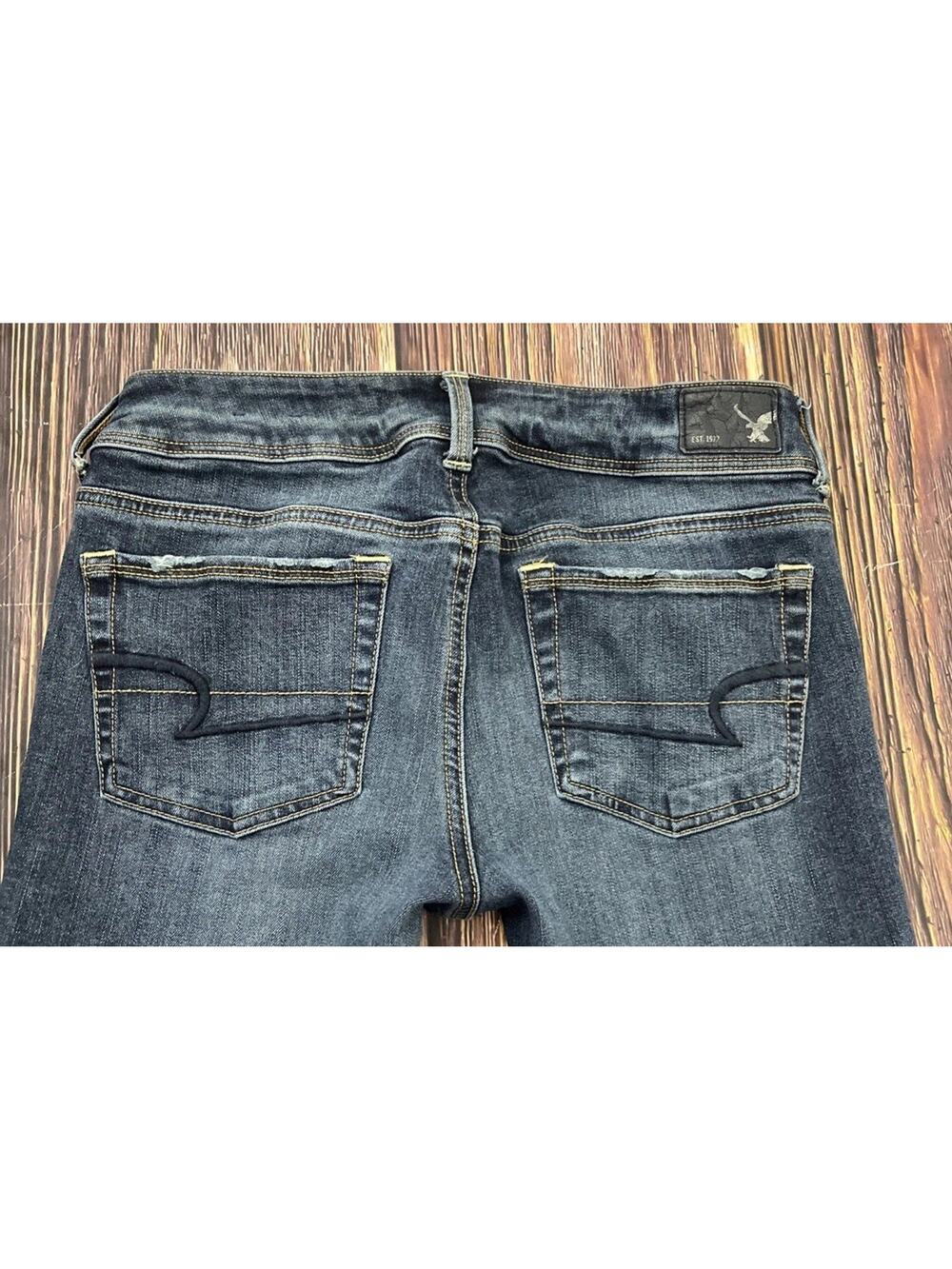 American Eagle 🌺 Kick Boot Dark Wash Jeans Womens Size 4 Short Super Stretch